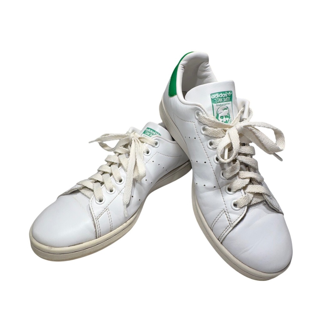 Adidas Stan Smith White Green Leather Lace Up Sneakers Shoes US 7.5 UK 6